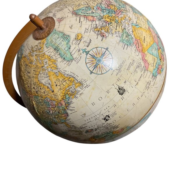 Replogle Vintage 12" Globe Wood Stand Globemaster Raised Relief Rotating Design - Picture 3 of 9